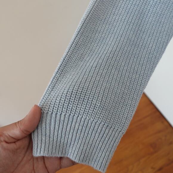 Lulus Light Blue Feel it Still Knit Sweater Size L Deep V-neck Slouchy Oversized - Picture 7 of 10